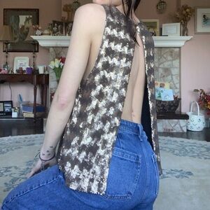 NWOT Talula gold sequin open back top